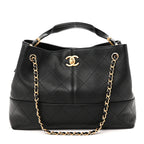 Calfskin Quilted Small Coco Base Shopping Bag Black