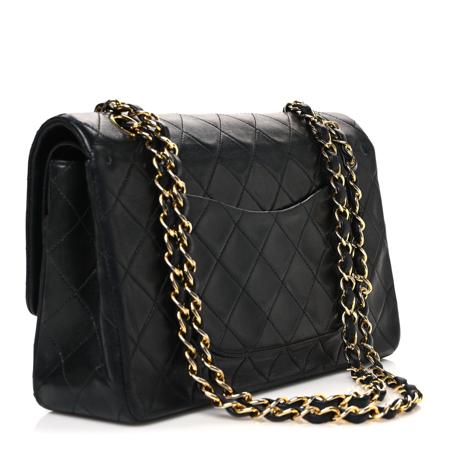 Lambskin Quilted Medium Double Flap Black