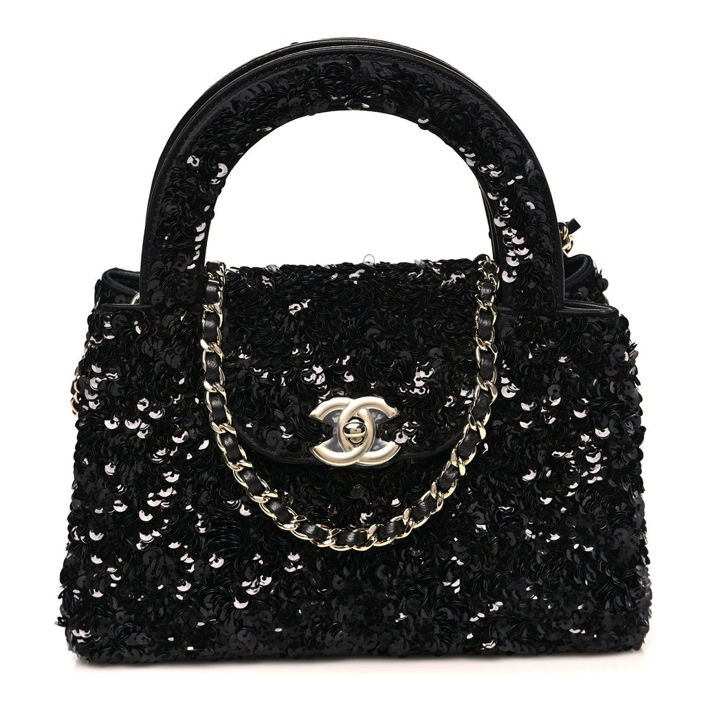 Sequin Nano Kelly Shopper Black