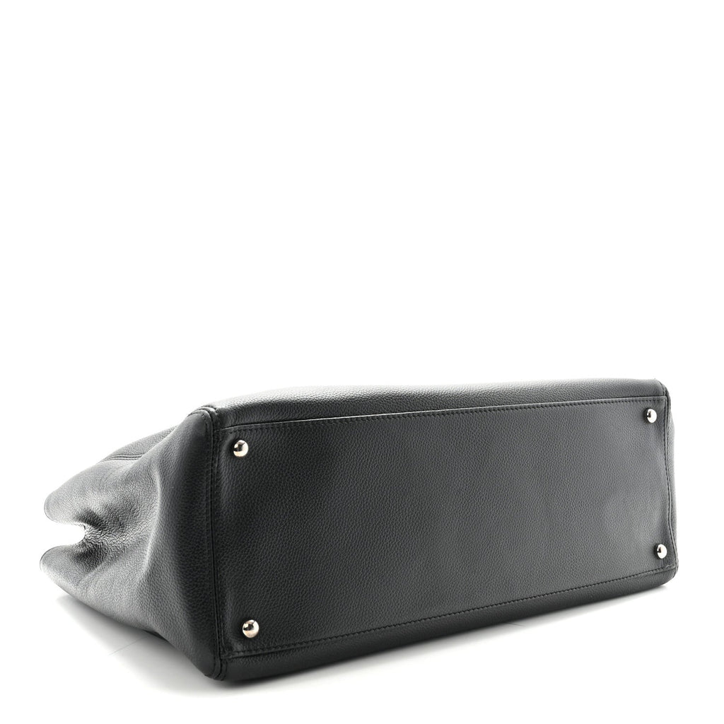 Calfskin Cerf Executive Shopper Tote Black