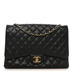 Caviar Quilted Maxi Double Flap Black