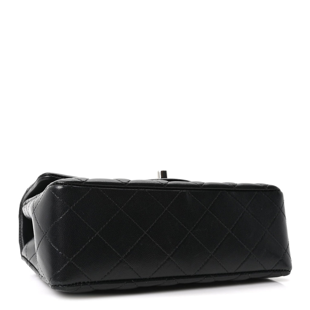 Lambskin Quilted Mini Rectangular Flap Black