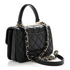 Lambskin Quilted Small Trendy CC Dual Handle Flap Bag Black