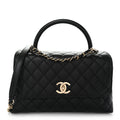 Caviar Quilted Small Coco Handle Flap Black
