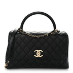 Caviar Quilted Small Coco Handle Flap Black