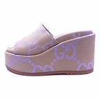 GUCCI Size 10.5 Lavender Canvas Monogram Wedge