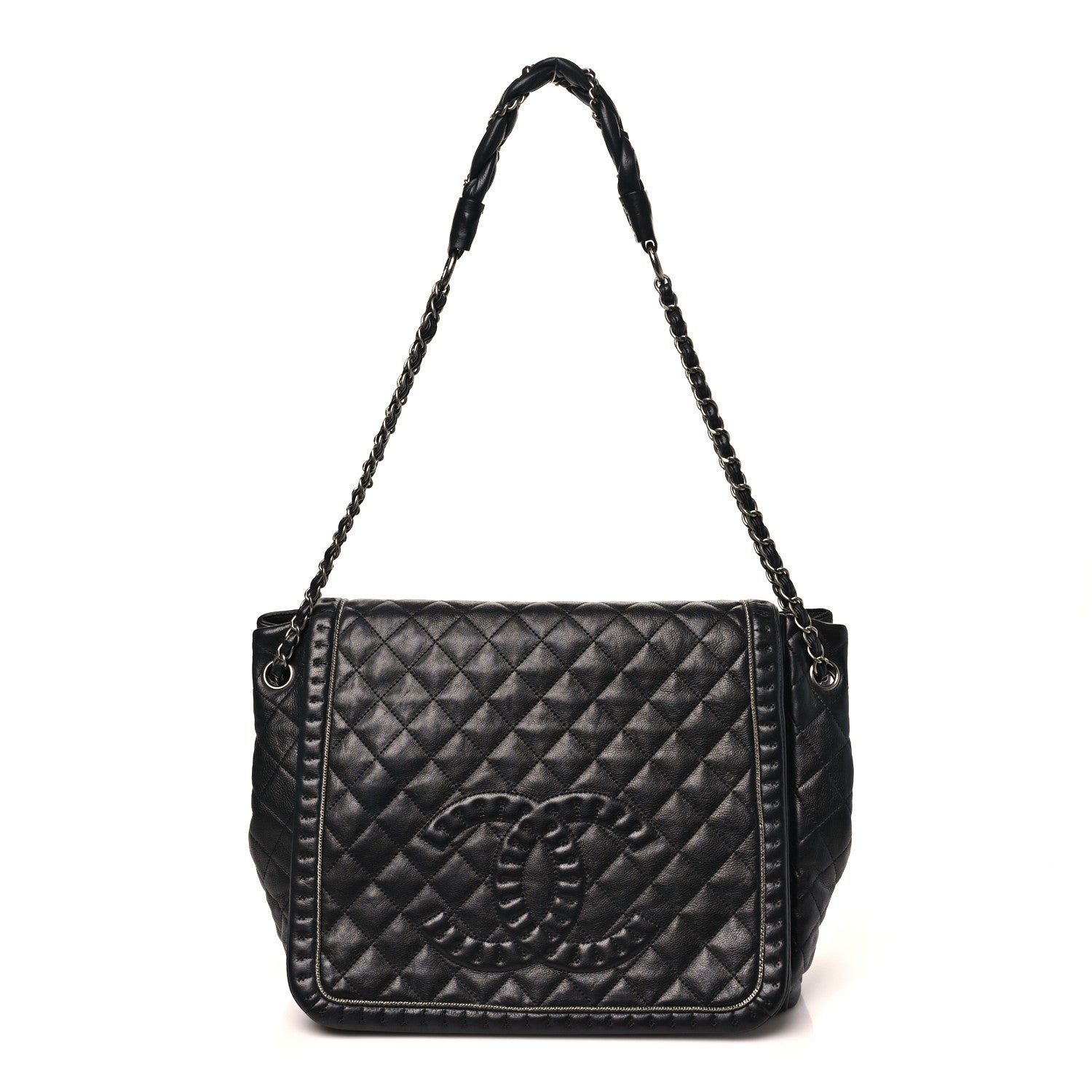 Calfskin Quilted Istanbul Accordion Large Flap Black