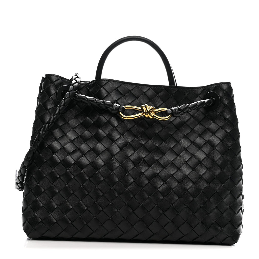 Nappa Intrecciato Medium Andiamo Shoulder Bag Black
