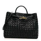 Nappa Intrecciato Medium Andiamo Shoulder Bag Black