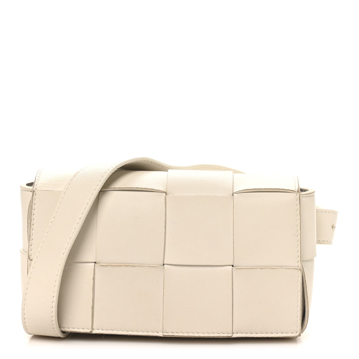 Nappa Maxi Intreccio The Belt Cassette Bag White