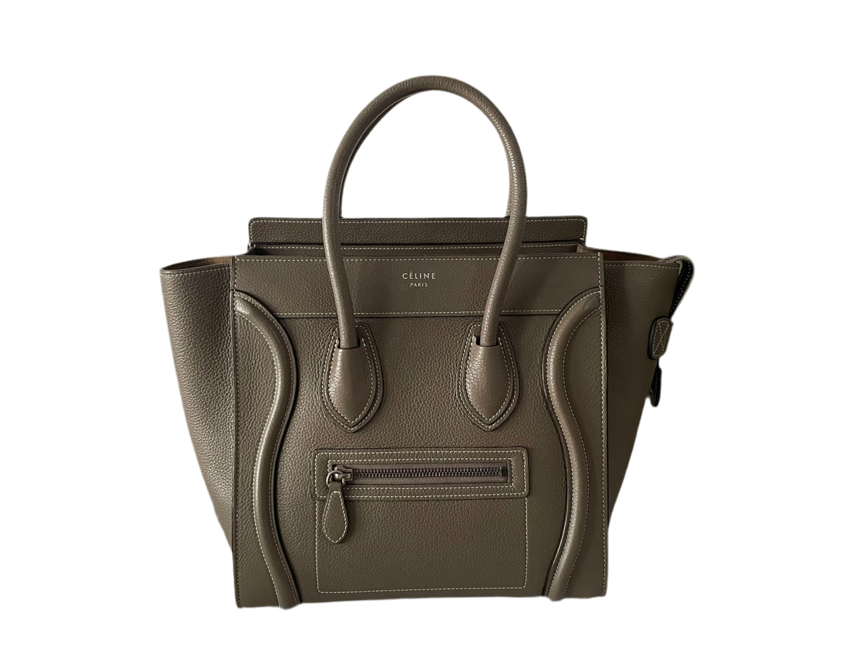 CELINE Micro Luggage Leather Handbag in Grey