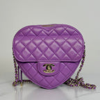 Chanel Large Heart Bag Purple Lambskin Gold Hardware 2022