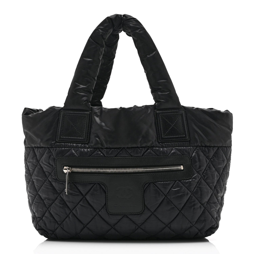 Nylon Quilted Small Coco Cocoon Tote Black