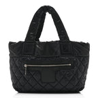 Nylon Quilted Small Coco Cocoon Tote Black