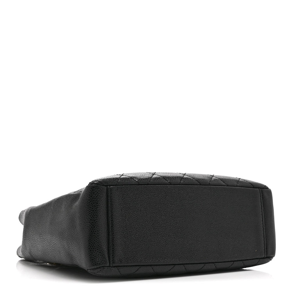 Caviar Quilted Petit Shopping Tote PST Black