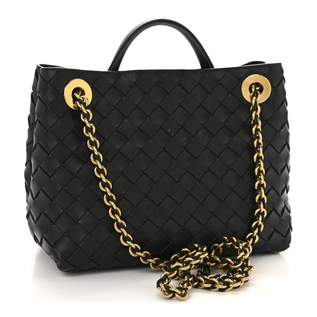 Nappa Intrecciato Small Andiamo With Chain Shoulder Bag Black