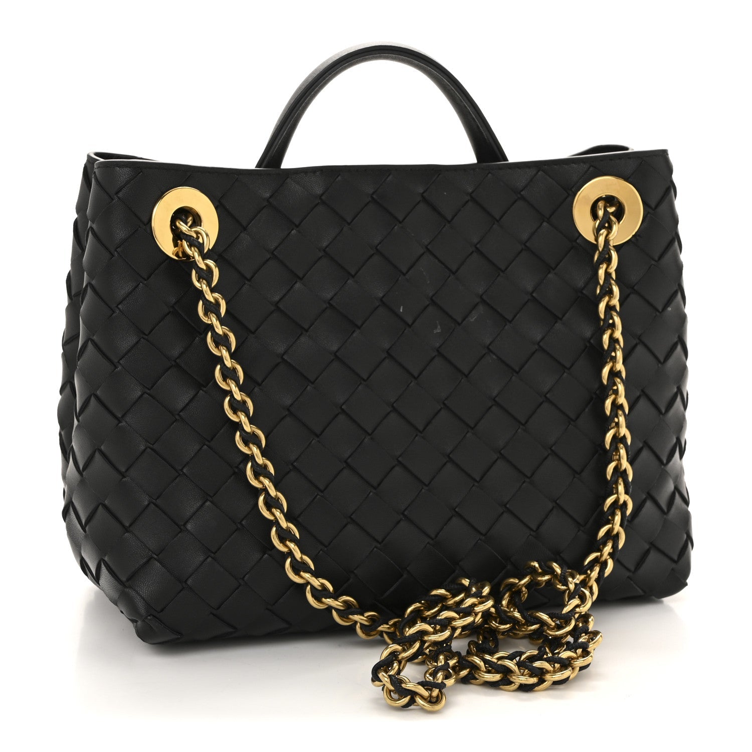 Nappa Intrecciato Small Andiamo With Chain Shoulder Bag Black