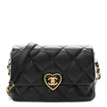 Lambskin Plexiglass Quilted Coco Love Flap Black