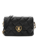 Lambskin Plexiglass Quilted Coco Love Flap Black