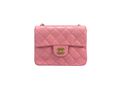 Chanel Vintage Rose Pink Classic Mini Square Flap Bag in Lambskin with Gold Hardware
