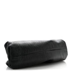 Bark Calfskin Embossed The Pouch Oversized Clutch Black
