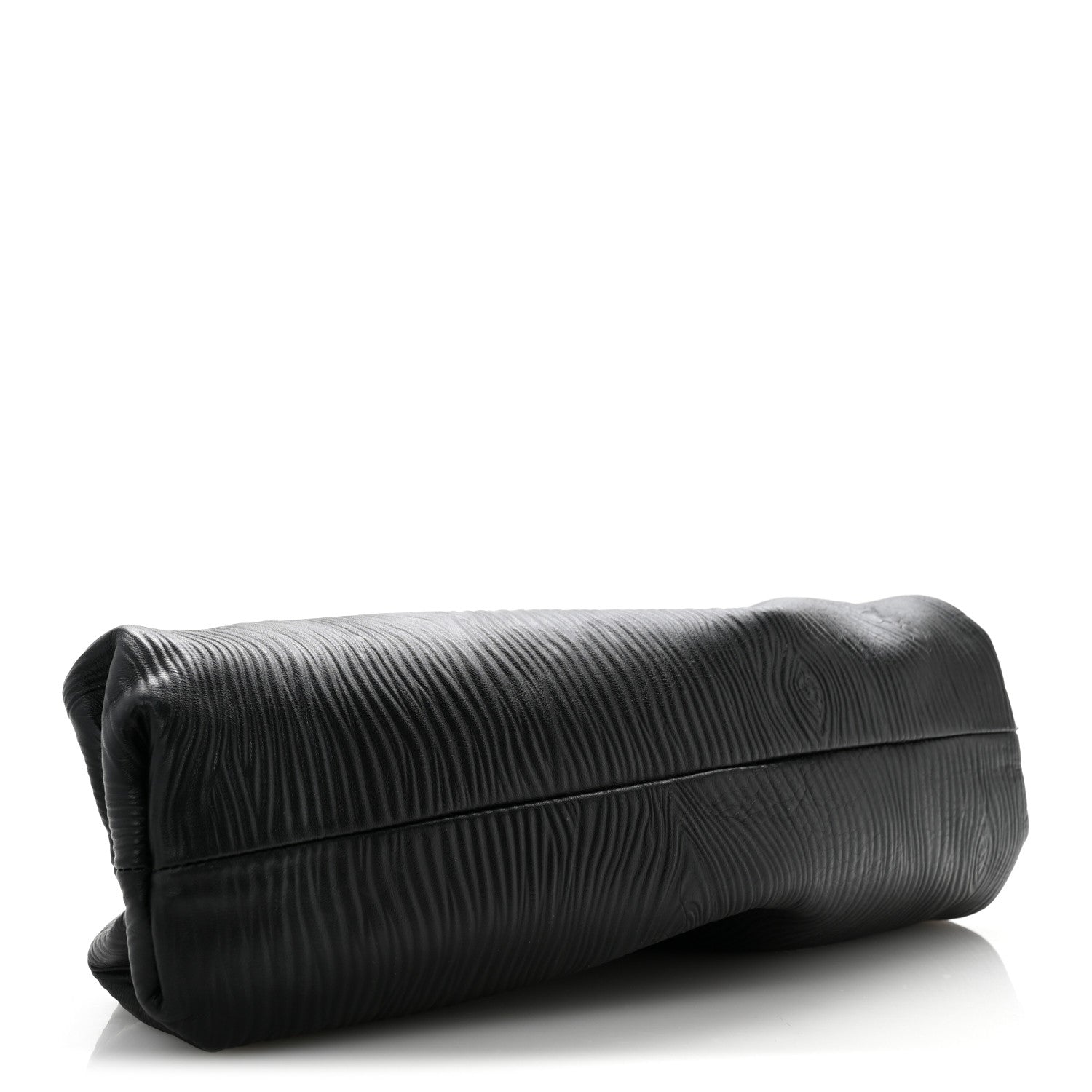 Bark Calfskin Embossed The Pouch Oversized Clutch Black
