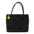 Caviar Quilted Medallion Tote Black
