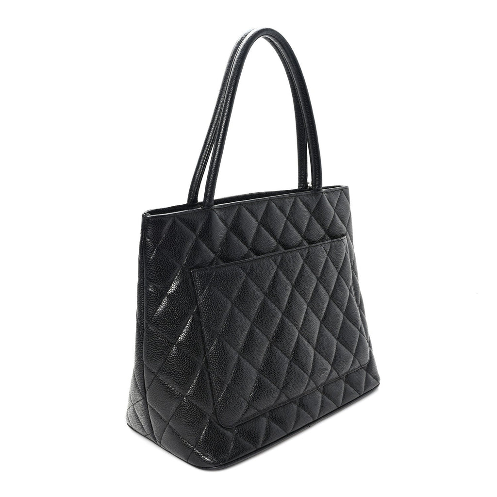Caviar Quilted Medallion Tote Black