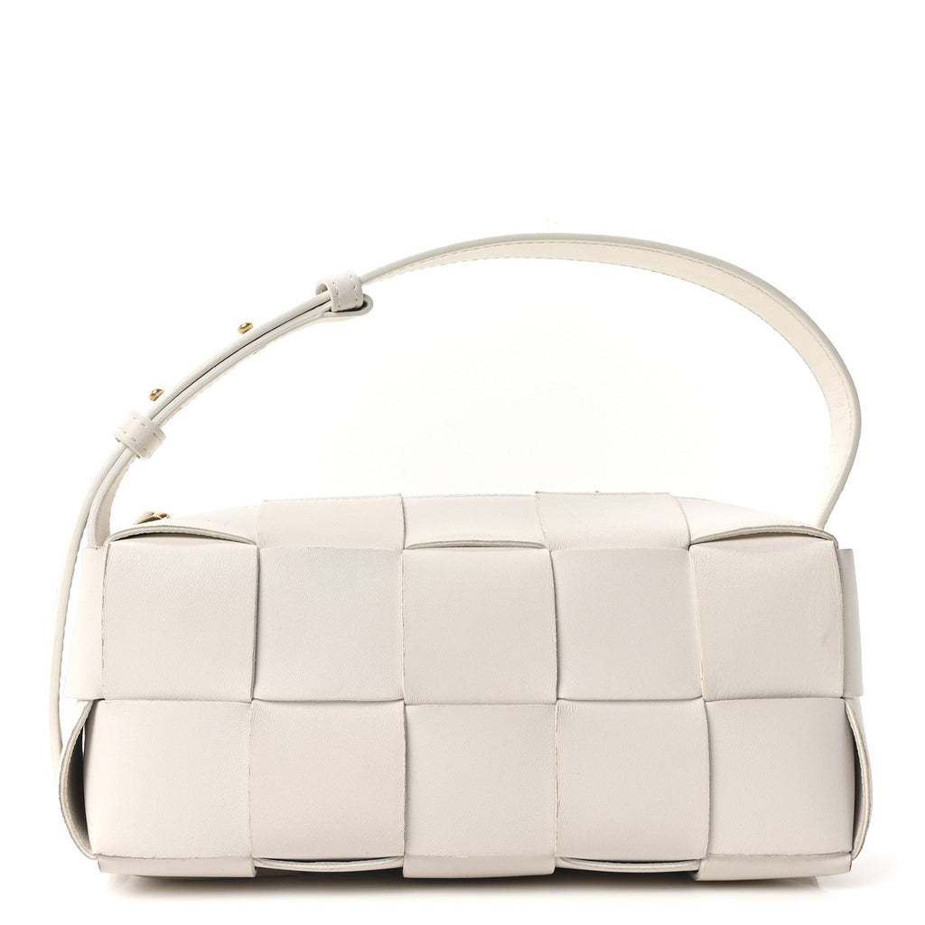 Lambskin Maxi Intrecciato Small Brick Cassette Bag White