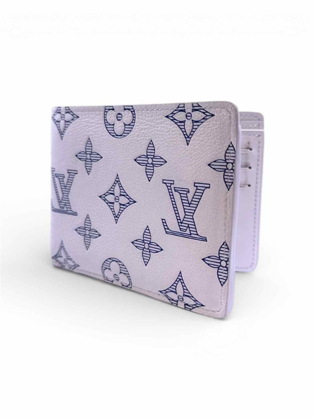 LOUIS VUITTON Shadow Navy, White Leather Monogram Wallet