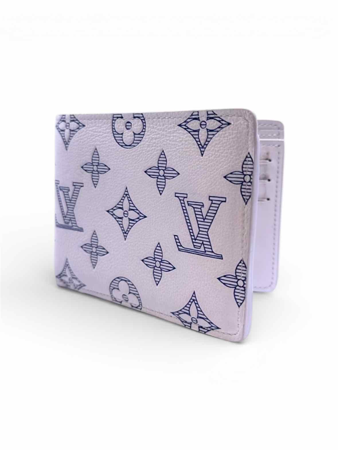 LOUIS VUITTON Shadow Navy, White Leather Monogram Wallet