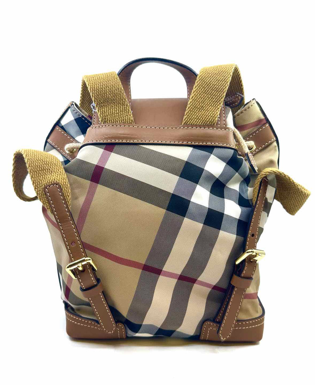 BURBERRY Beige, Black Canvas Nylon Plaid Backpack