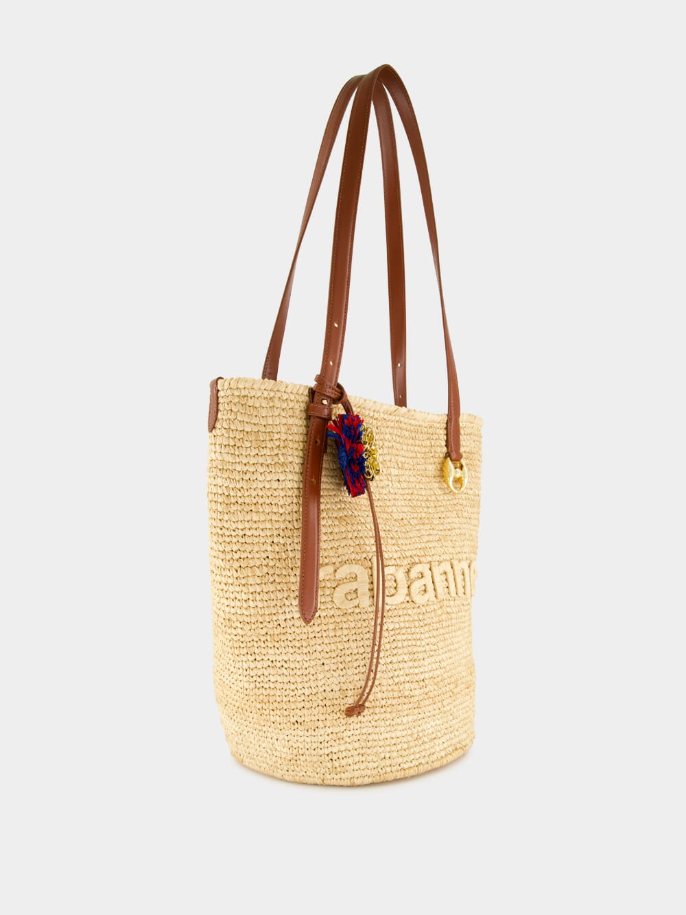 Natural Raffia Tote Bag with Charms