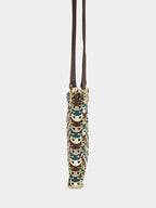 Mixed Disc Shoulder Bag in Light Gold, Blue, and Brown