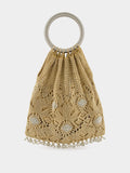 Light Gold Crochet Beaded Bag