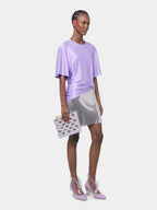 Silver Lurex Raffia Disc Pouch