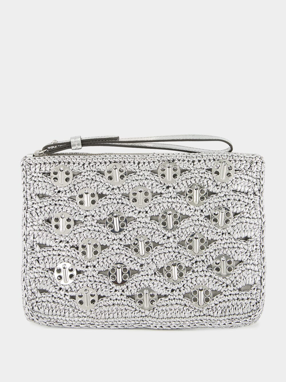 Silver Lurex Raffia Disc Pouch