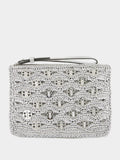 Silver Lurex Raffia Disc Pouch