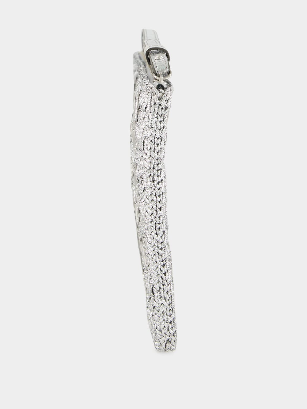 Silver Lurex Raffia Disc Pouch