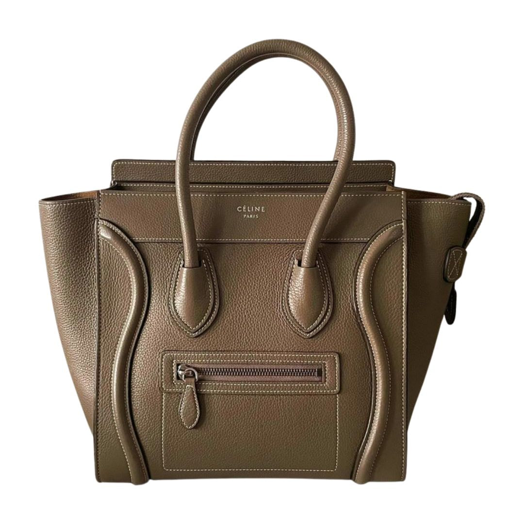 CELINE Micro Luggage Leather Handbag in Grey
