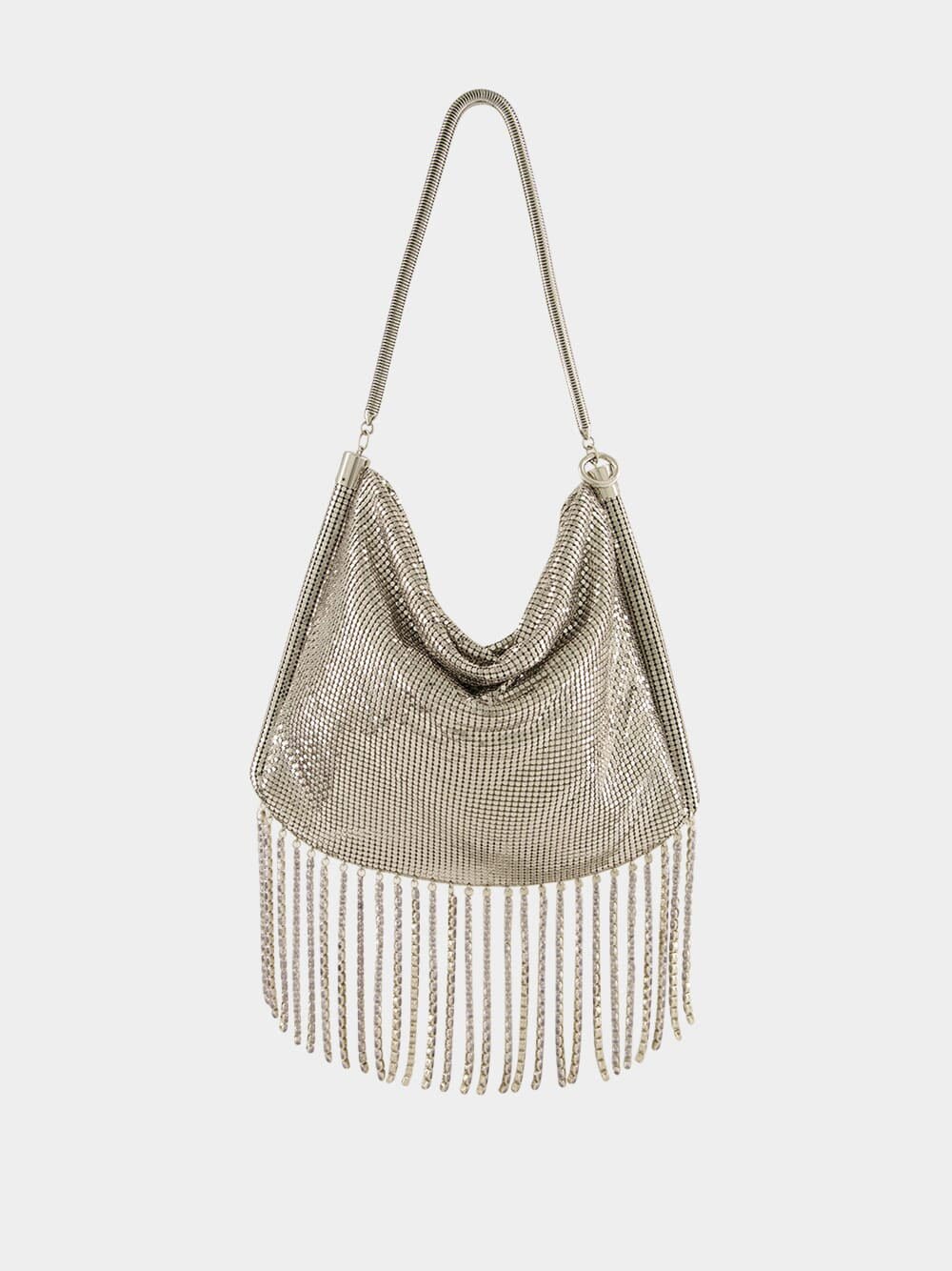 Silver Crystal Fringe Handbag
