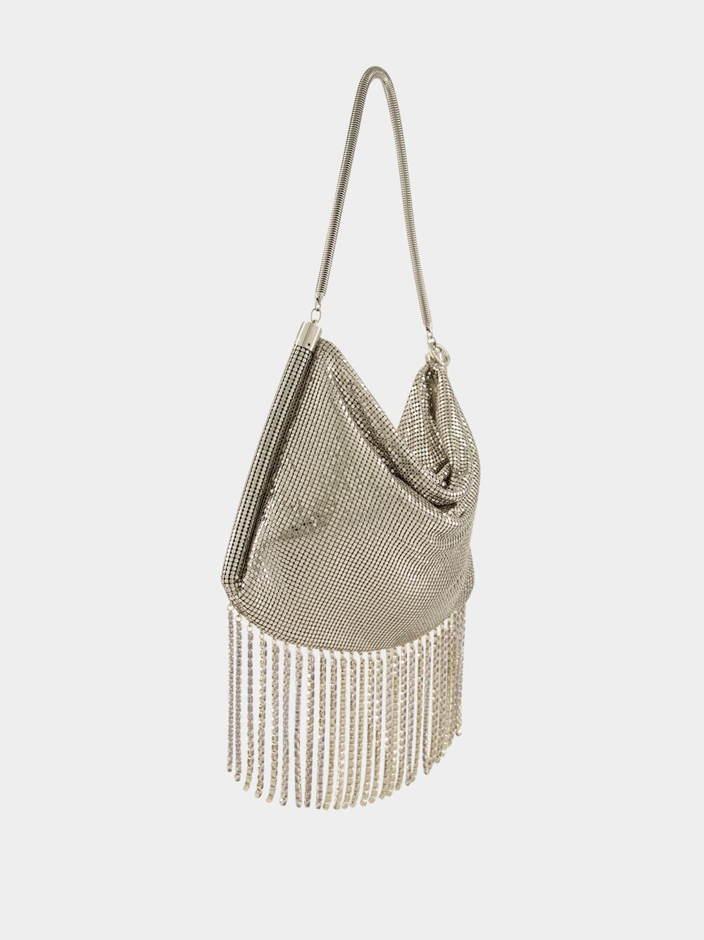 Silver Crystal Fringe Handbag