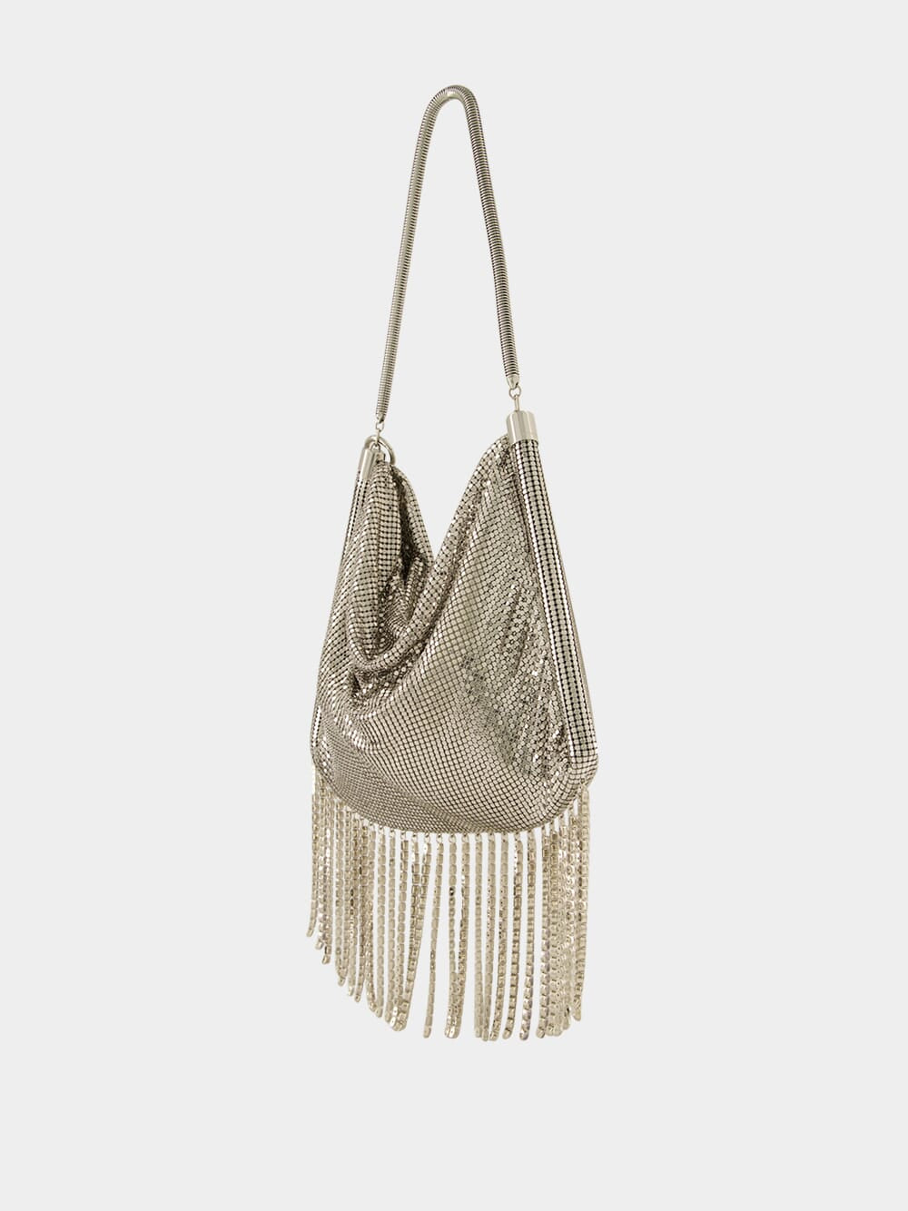 Silver Crystal Fringe Handbag