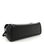 Grained Calfskin Stitched Urban Essentials Small Shopping Bag Black