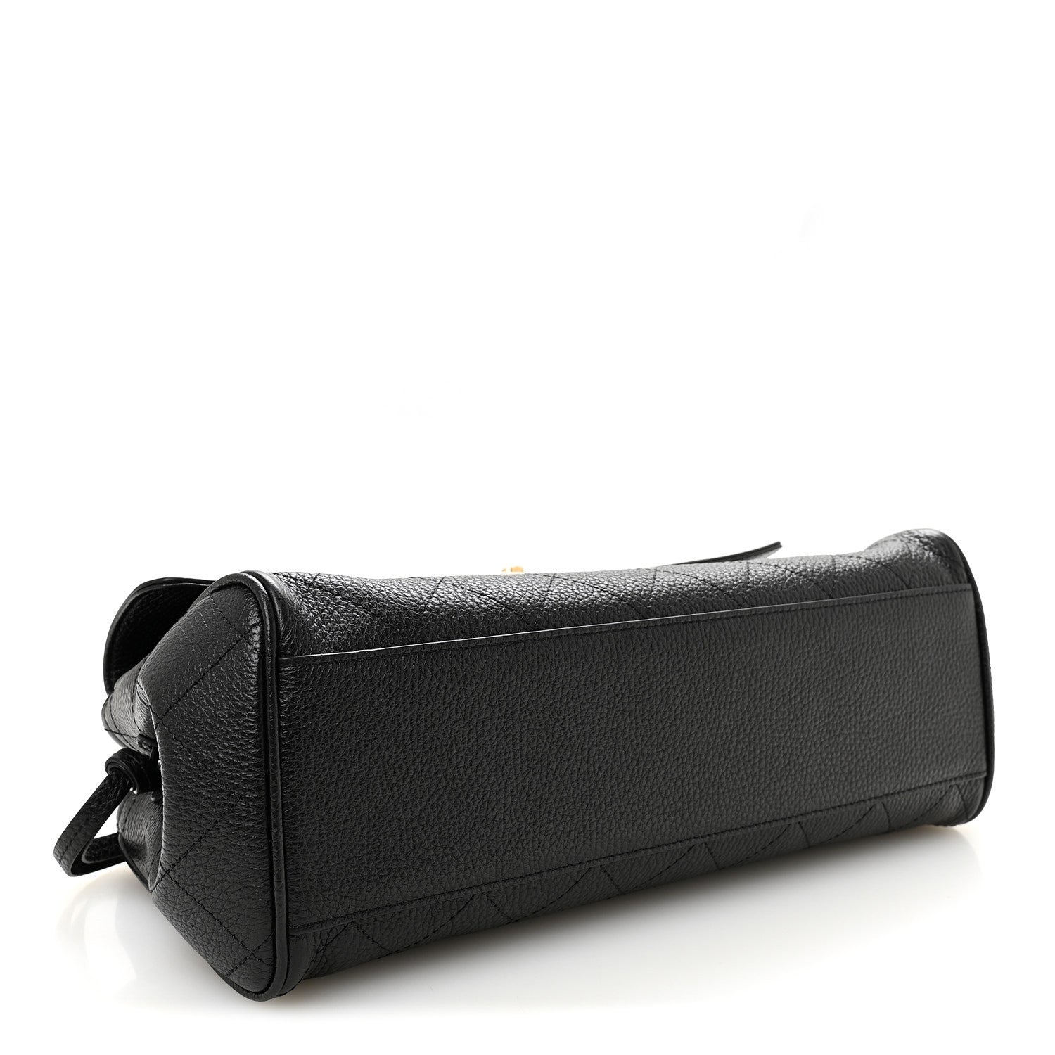 Grained Calfskin Stitched Urban Essentials Small Shopping Bag Black