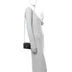 Caviar Quilted Pocket Twins Clutch With Chain Black