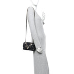 Lambskin Quilted Mini Coco Charms Rectangular Flap Black