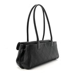 Grained Calfskin Stitched Urban Essentials Small Shopping Bag Black