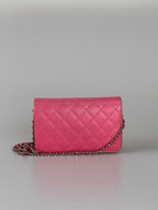 Chanel Wallet on Chain WOC Dark Pink Faded Lambskin