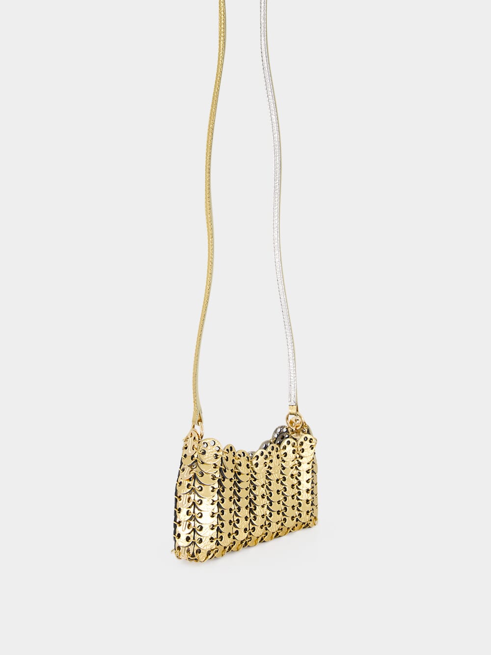 1969 Flip Gold and Silver Leather Crossbody Bag